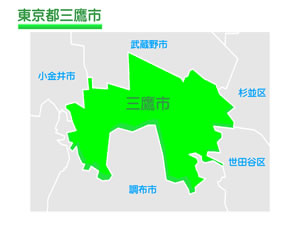 東京都三鷹市のイラスト地図