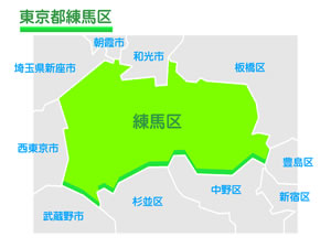 東京都練馬区のイラスト地図