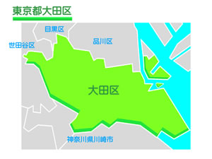 東京都大田区のイラスト地図