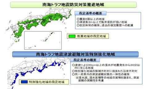 南海トラフ地震の対策指定地域