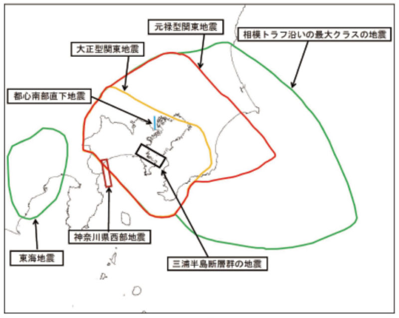 神奈川県庁資料「震源断層モデルの位置図」