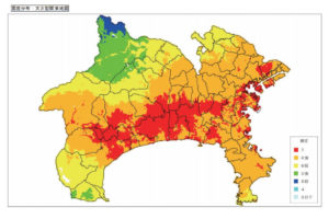 神奈川県庁資料「大正型関東地震による震度分布」