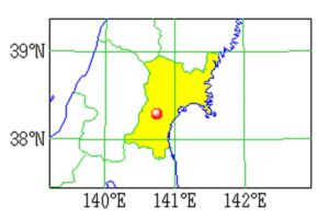 1998年9月15日の地震の震央図