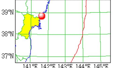 2003年5月26日の地震の震央図