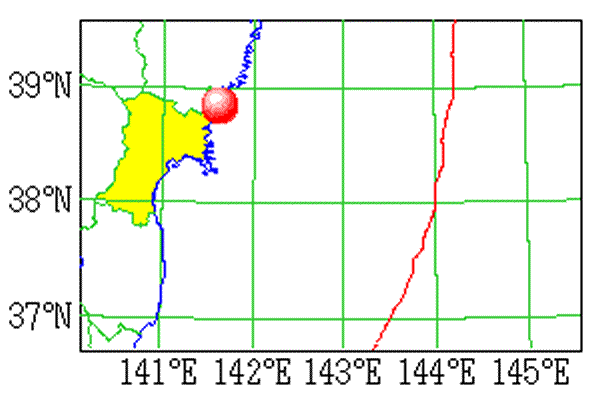 2003年5月26日の地震の震央図