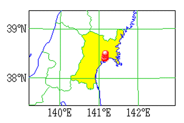 2003年7月26日の地震の震央図