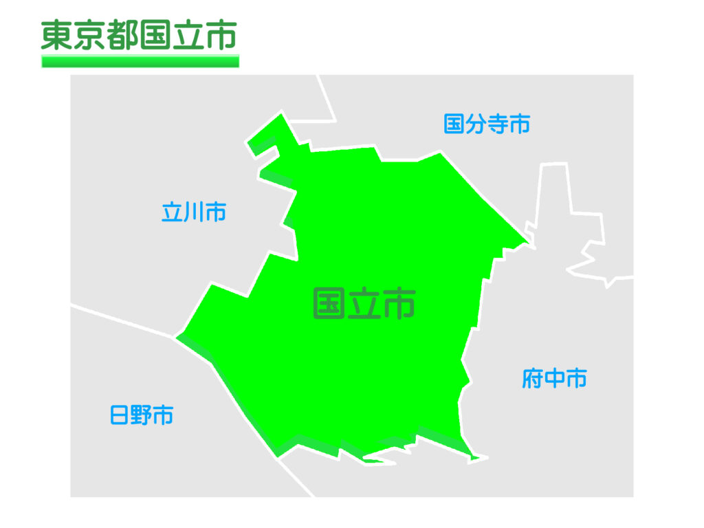 東京都国立市のイラスト地図